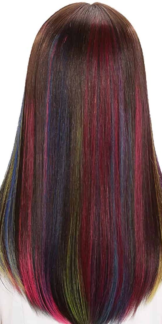 Colored Hair Extensions with Blonde Ombre and Neon Effects