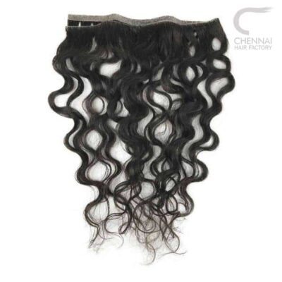 Wavy weft hair extension made from raw human hair